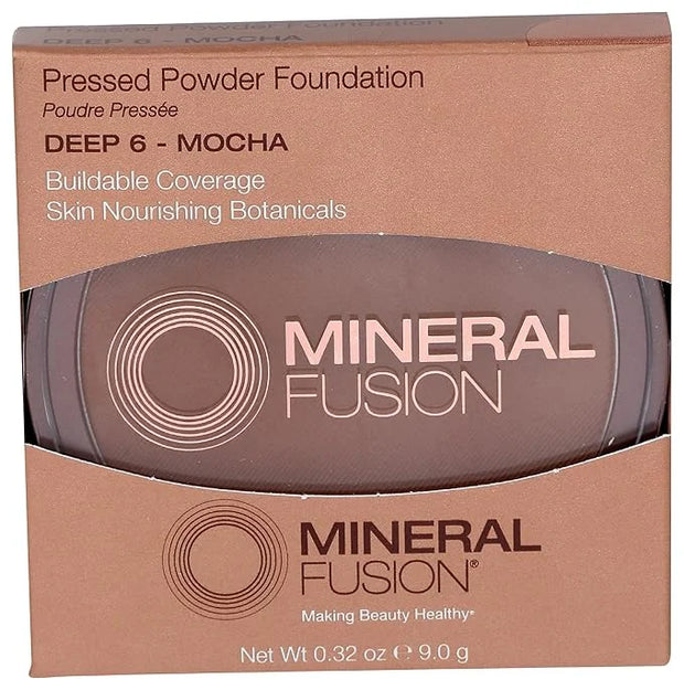Mineral Fusion Pressed Powder Foundation, Deep 6 - Deep Skin w/Cool Undertones, Age Defying Foundation Makeup with Matte F...