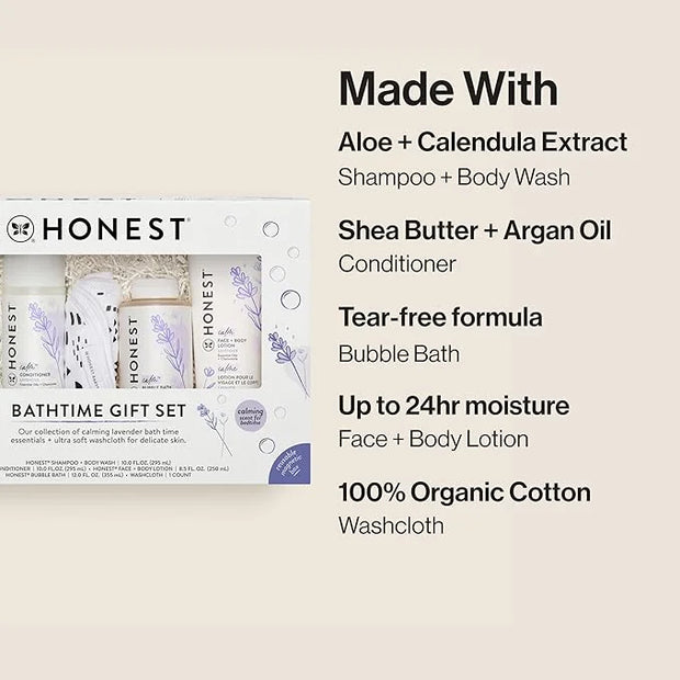 The Honest Company Calming Lavender Bathtime Gift Set | Hypoallergenic Bath Essentials for Sensitive Skin | Shampoo + Body...