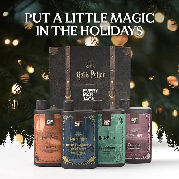 Every Man Jack Harry Potter Collectors Body Wash Gift Set - Includes 4 Body Washes with Clean Ingredients & Hogwarts Inspi...