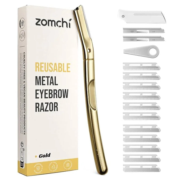 ZOMCHI Dermaplane Razor with 11 Blades for Women & Men, Eyebrow Trimmer with Protective Silicone Cap, Face Razor for Hair ...