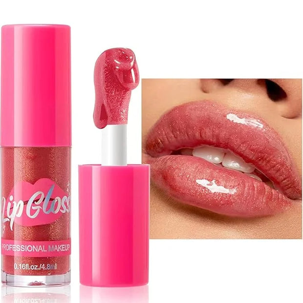 Lip Plumper Gloss Glitter Tinted Plumping Lip Gloss For Women Hydrating Long Lasting Shimmer Moisturizing Glossy Non Stick...