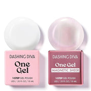 Dashing Diva One Gel Color & Magnetic Topper Duo - Diamante - Marshmallow & Iridescent Glitter Topper - 3-in-1 Base Coat, ...