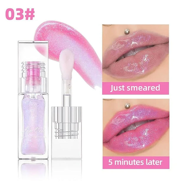 Magic Color Changing Lip Oil Ph, Glitter Lip Gloss, Upgraded Big Brush Head Moisturizing Lip Oil Long Lasting Nourishing L...