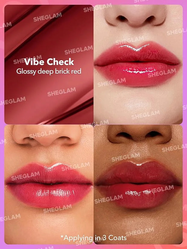 SHEGLAM Mirror Kiss High-Shine Lipstick Silky Jelly Texture Hydrated&Smooth Lip Gloss-Vibe Check - Product Image