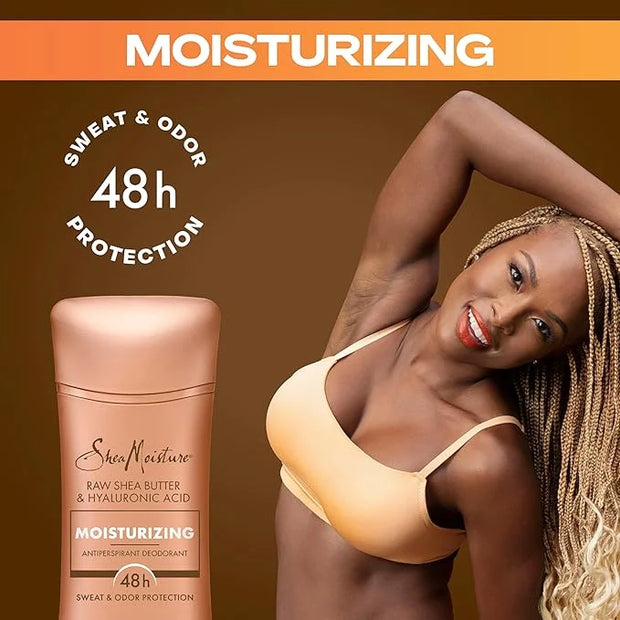 SheaMoisture Antiperspirant Deodorant Stick Moisturizing Raw Shea Butter & Hyaluronic Acid 2 Count for 48HR Sweat & Odor P...