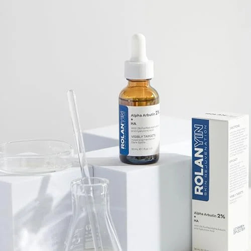 ROLANYIN Alpha Arbutin 2% + HA Facial Serum Reduces Dark Spots Uneven Tone Deep Hydration Anti Aging Skin Repair and Textu...