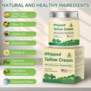 Beef Tallow for Skin, Organic Grass Fed Whipped Beef Tallow Moisturizer Deeply Nourishing for Face & Body, Natural Unscent...