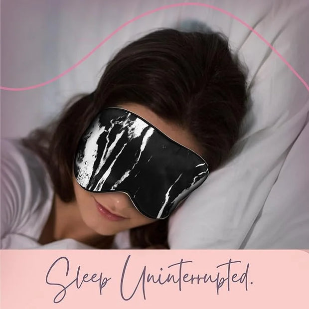 Celestial Silk Mulberry Silk Sleep Eye Mask with Adjustable Elastic Strap (Normal - Adjustable, Black Marble) - Product Image