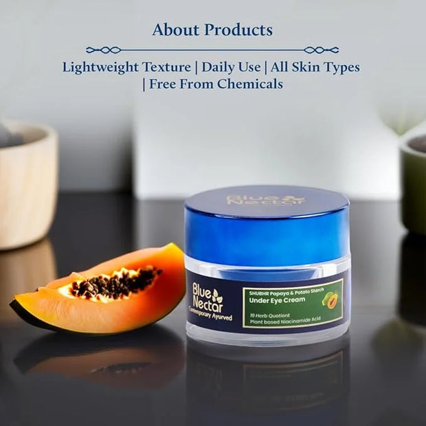 Blue Nectar Shubhr Under Eye Cream for Dark Circles with Papaya, Potato Starch & Niacinamide | Best Under Eye Cream for Me...
