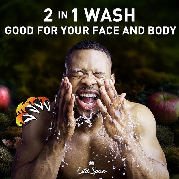 Old Spice Cleansing Body Wash for Men, 3X Defense, 24/7 Shower Fresh with Lasting Scent, 2-in-1 Body & Face Wash, Bearglov...