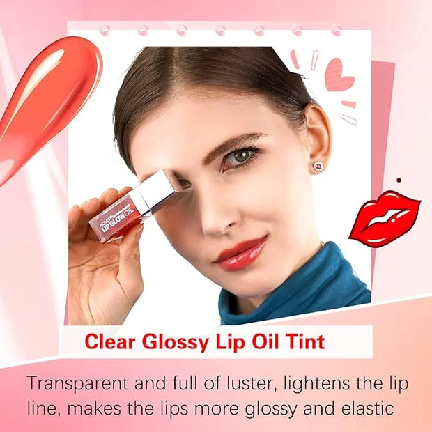 Lip Oil,Lip Glow Oil,Plumping Lip Oil Tinted,Hydrating Gloss Tinted Lip Balm,Long Lasting Nourishing Non-sticky Fresh Text...