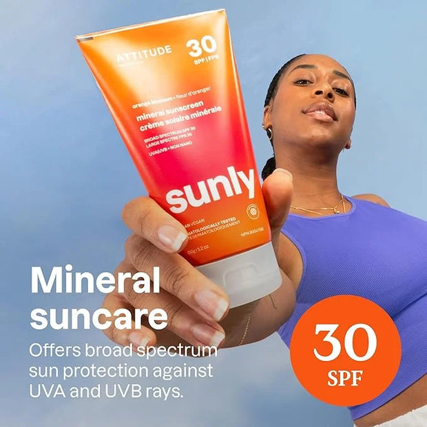 ATTITUDE Mineral Sunscreen with Zinc Oxide, SPF 30, EWG Verified, Broad Spectrum UVA/UVB Protection, Dermatologically Test...