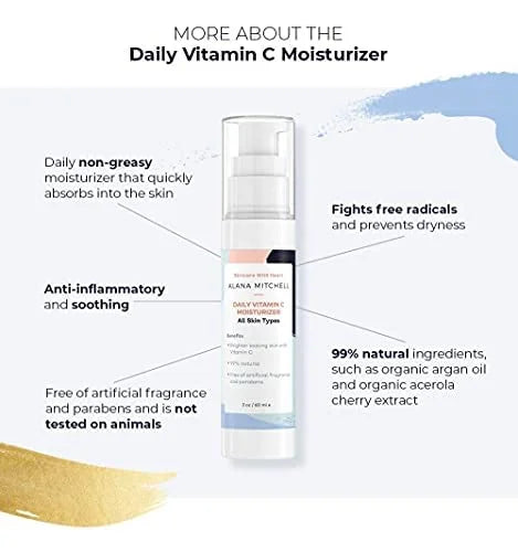 Alana Mitchell Skin Care Set – Anti-Aging Peptide Under Eye Cream + Hyaluronic Acid Serum + Vitamin C Face Moisturizer – A...