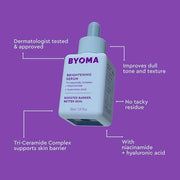 BYOMA Brightening Serum - Barrier Repair Serum - Brightening & Hydrating Face Serum with Hyaluronic Acid, Niacinamide & Ce...