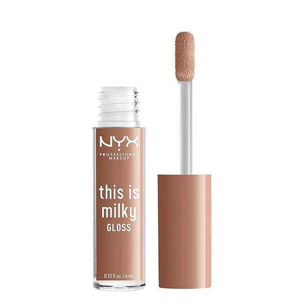 NYX PROFESSIONAL MAKEUP This Is Milky Gloss, Vegan Lip Gloss, 12 Hour Hydration - Cookies & Milk (Cool Beige Nude) - Produ...