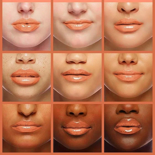 Lip Oil, Hydrating Lip Gloss Tinted Lip Balm Transparent Lip Care, Big Brush Head Glitter Shine, Long Lasting Nourishing N...