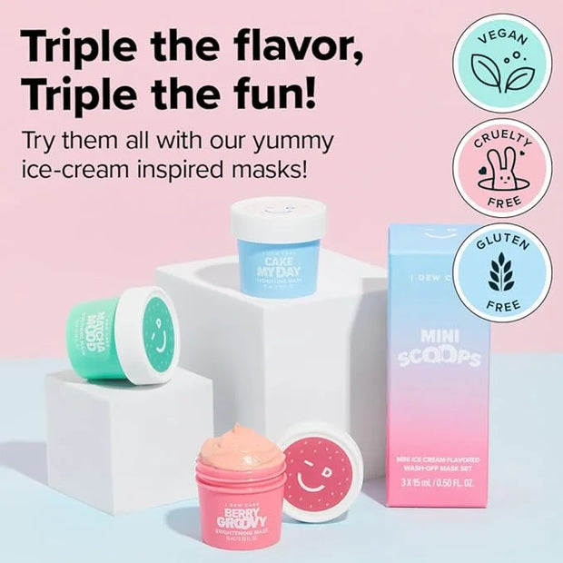 I DEW CARE Wash Off Face Mask Gift Set - Mini Scoops | Hyaluronic Acid, Korean Self Skincare, Facial Treatment, Vegan, Cru...