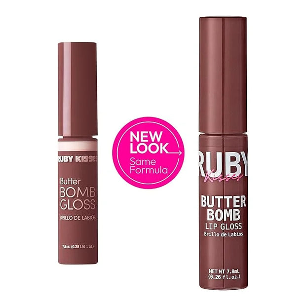 Ruby Kisses Lip Gloss Butter Bomb Gloss Non-Sticky Lip Gloss Vitamin E Natural Nude Lip Makeup - 7.8mL (0.26 US fl.oz) (Ta...