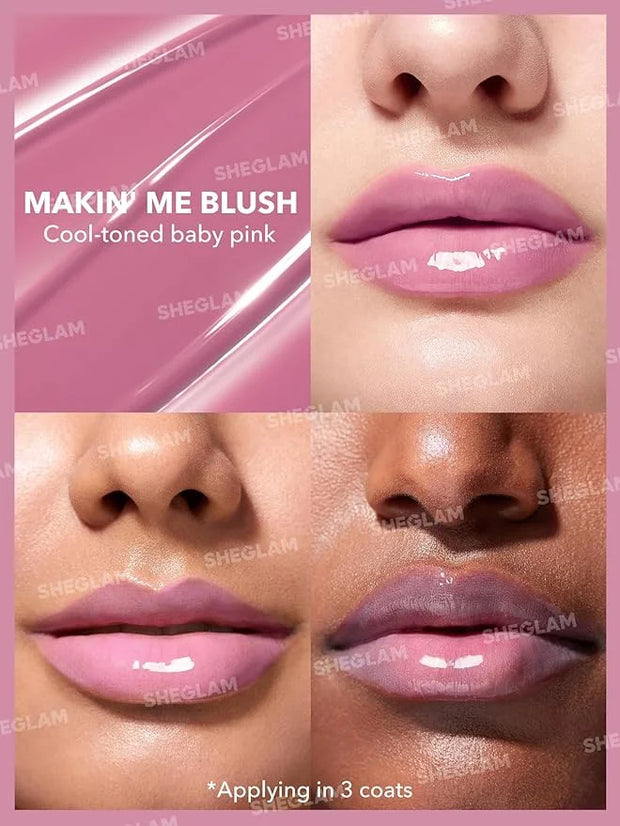 SHEGLAM PoutPerfect Moisturizing Solid Lip Gloss Non Sticky Lipstick with Coconut Oil - Makin' Me Blush - Product Image
