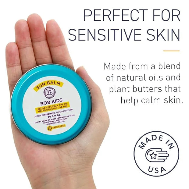 BOB KIDS Balm, SPF 40 Broad Spectrum Mineral Sun Protection, Hydrating, Perfect for Winter and Water Sports, Safe for Sens...