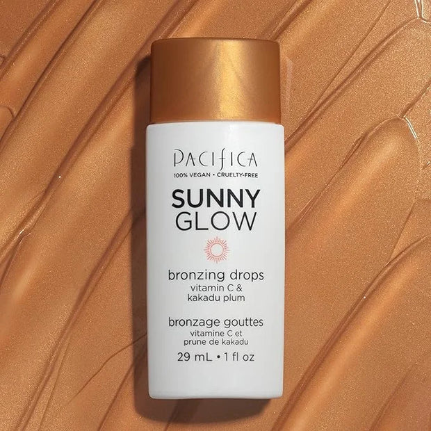 Pacifica Sunny Glow Liquid Face Bronzer Drops - Face Makeup Bronzing For Face & Cheeks for Instant Sun-Kissed Glow - Vitam...