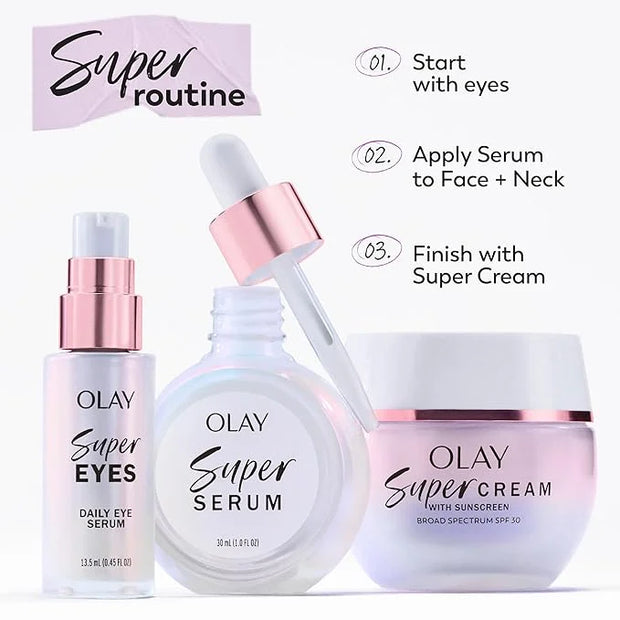 Olay Super Cream with Sunscreen SPF 30, 1.7 oz, Ultra Lightweight Face Moisturizer - Vitamin C & E, Hyaluronic Acid, Niaci...