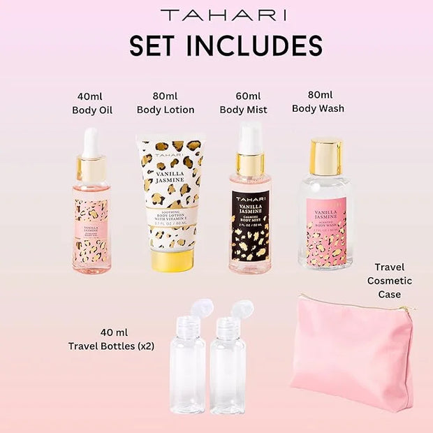 Tahari Vanilla Jasmine Spa Gift Set for Women – Luxurious Bath Kit with Body Lotion, Body Wash & Body Mist & Oil – Perfect...