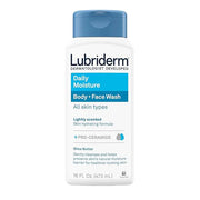 Lubriderm Daily Moisture Body + Face Wash, Hydrating Body Wash + Moisturizing Facial Cleanser with Pro-Ceramide & Shea But...