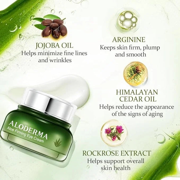 Aloderma Aloe Firming Eye Cream Made with 70% Organic Aloe Vera - Natural Daily Hydrating Eye Cream with Jojoba, Hyaluroni...