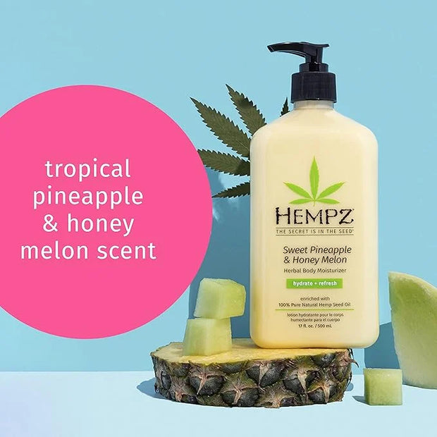 Hempz Body Lotion - Sweet Pineapple & Honey Melon Daily Moisturizing Cream, Shea Butter, Aloe, Orange Extract Body Moistur...