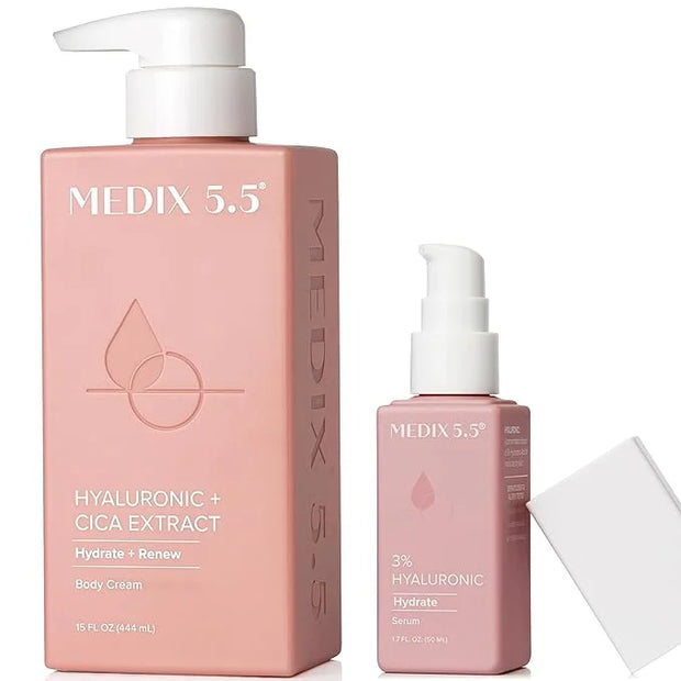 Medix 5.5 Hyaluronic Acid Body Cream Moisturizer Lotion + 3% Concentrated Hyaluronic Acid Body Serum & Body Booster | 2PC ...
