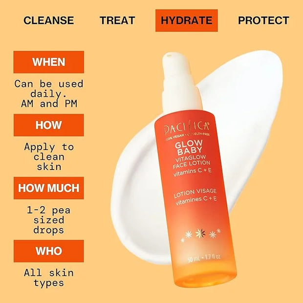 Pacifica Face Moisturizer - Vitamin C Face Lotion Glow Baby VitaGlow Face Moisturizer Glow Recipe, Vitamin E, Antioxidants...