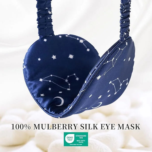 THXSILK Sleep Mask 100% 19 Momme Pure Mulberry Silk Super Smooth Cooling Decorative Sleep Eye Mask Blackout Eye Cover with...