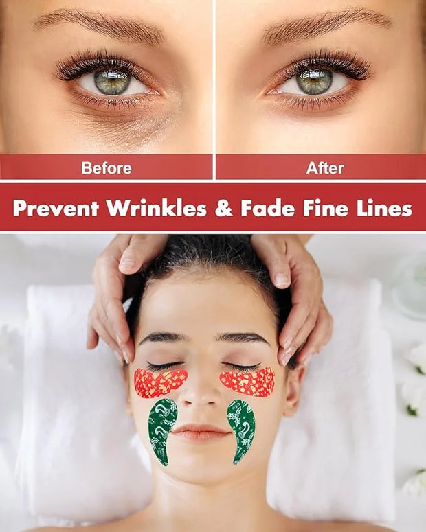2 Pairs Reusable Under Eye Wrinkle Patches Silicone Mask, Plump Fine Lines & Wrinkles, with Metal Eye Cream Applicator, Ti...