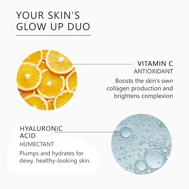 Asterwood Vitamin C Serum 8 oz + Hyaluronic Acid Eye Serum - Product Image