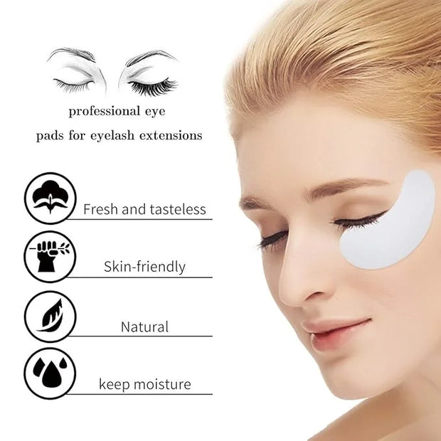 LANKIZ 100 Pairs Under Eye Gel Pads for Lash Extensions, 100% Natural Plant Extract, Collagen Hydrogel, Lint-Free, Moistur...