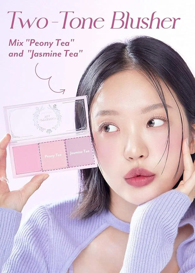 I'm Meme Palette - Afternoon Tea Blusher | Blossom Tea Blended, Cool Tone Blush for Cheek, Soft Pink, Peach, Lavender, 3 S...