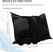 2 Pack Satin Pillowcase with Latent Zipper, Adjustable Satin Eye Mask for Sleeping and Satin Volume Scrunchie for Hair and...