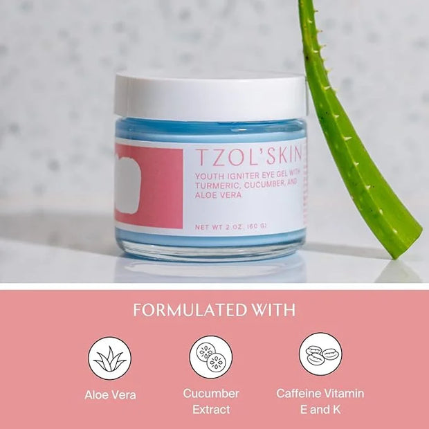 TZOL’SKIN - Youth Igniter Eye Gel - For Tired Eyes - Reduces Look of Puffiness, Fatigue & Dark Circles - Hydrating & Smoot...