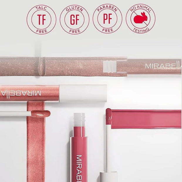 Mirabella Luxe Advanced Lip Gloss, Hydrating Non-Sticky High-Shine Lip Gloss for Women, Infused with Vitamin E & Jojoba Oi...