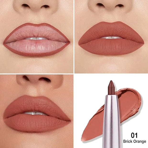 evpct Silky Smooth Lip Liner Pencil Retractable, Dark Orange Lip Liner Creamy Long-Lasting Formula for Precision Contourin...