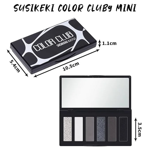 Black Eyeshadow Palette with Mirror Silver Gray Black Tones Matte Shimmer Smokey 6 Colors Mini Eye Shadow Pallet Travel Si...