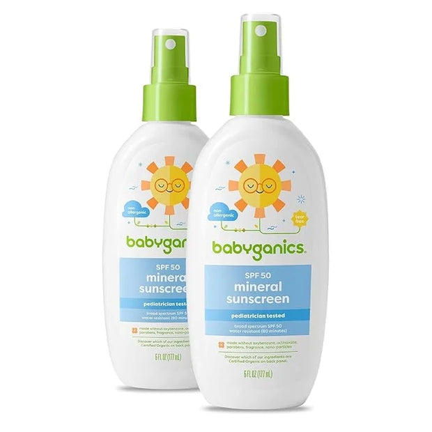 Babyganics SPF 50 Baby Sunscreen Spray | UVA UVB Protection | Octinoxate & Oxybenzone Free | Water Resistant, Unscented, 6...