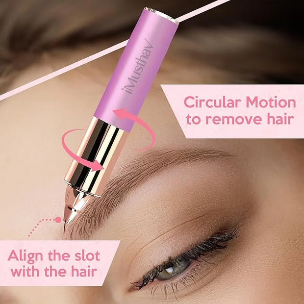 Mini Portable Painless Eyebrow Remover Trimmer for Women, Eyebrow Razor Epilator Pen,18K Gold-Plated Hypoallergenic Precis...