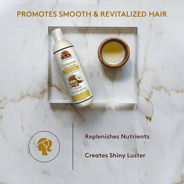 OKAY Coconut&Shea Butter Shampoo Helps Fortify,Strengthen,and Revitalize Hair Sulfate,Silicone,Paraben Free For All Hair T...