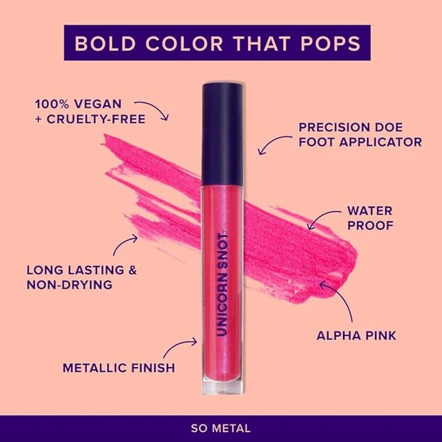 UNICORN SNOT Liquid Metal Lip Paint - Metallic Lip Gloss - Non-drying, Long-lasting Liquid Lipstick, Intense Pigment Color...