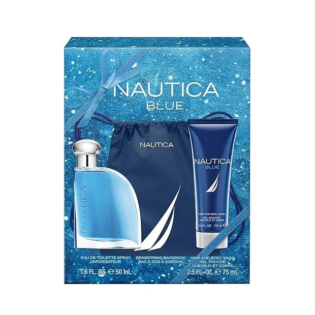 Nautica Blue Men's 3 pc. Eau de Toilette, Body Wash and Toiletry Bag Holiday Gift Se - Product Image