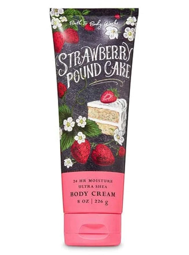 Bath and Body Works Strawberry Pound Cake Body Cream 8 Ounce Full Size - Product Image