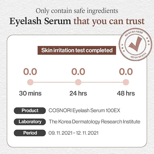 COSNORI Eyelash Serum 100 EX - Intensive Eyelash Care Serum – Slim Brush Type Hydration Booster– Irritation Free - Peptide...