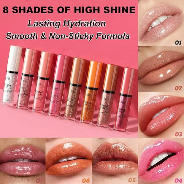 Brown Lip Gloss Women Girls Plumping Lip Gloss Glitter Tinted Lip gloss Oil Plumper Hydrating Long Lasting Moisturizing No...